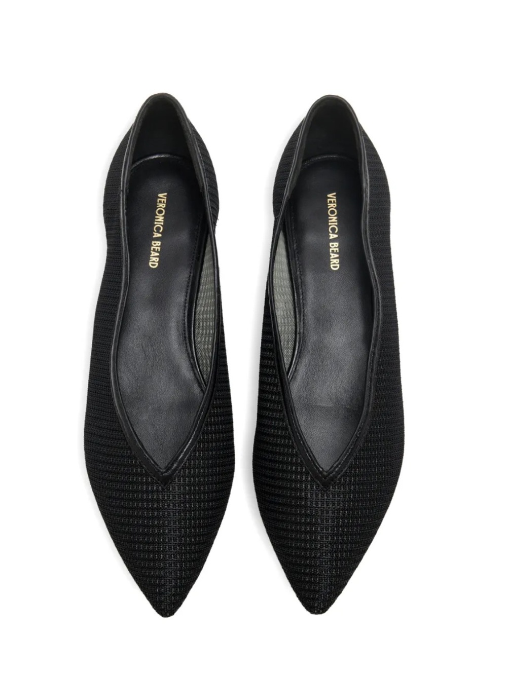 Veronica Beard Black Textured Pointed Ballet Flats